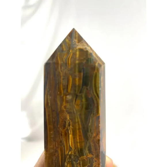 Tigers Eye Tower Obelisk Point 5 7/8" Natural Quartz Crystal 306g - Picture 13 of 16